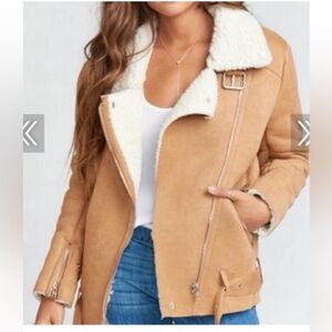 Show Me Your MuMu Tan Shearling Jacket